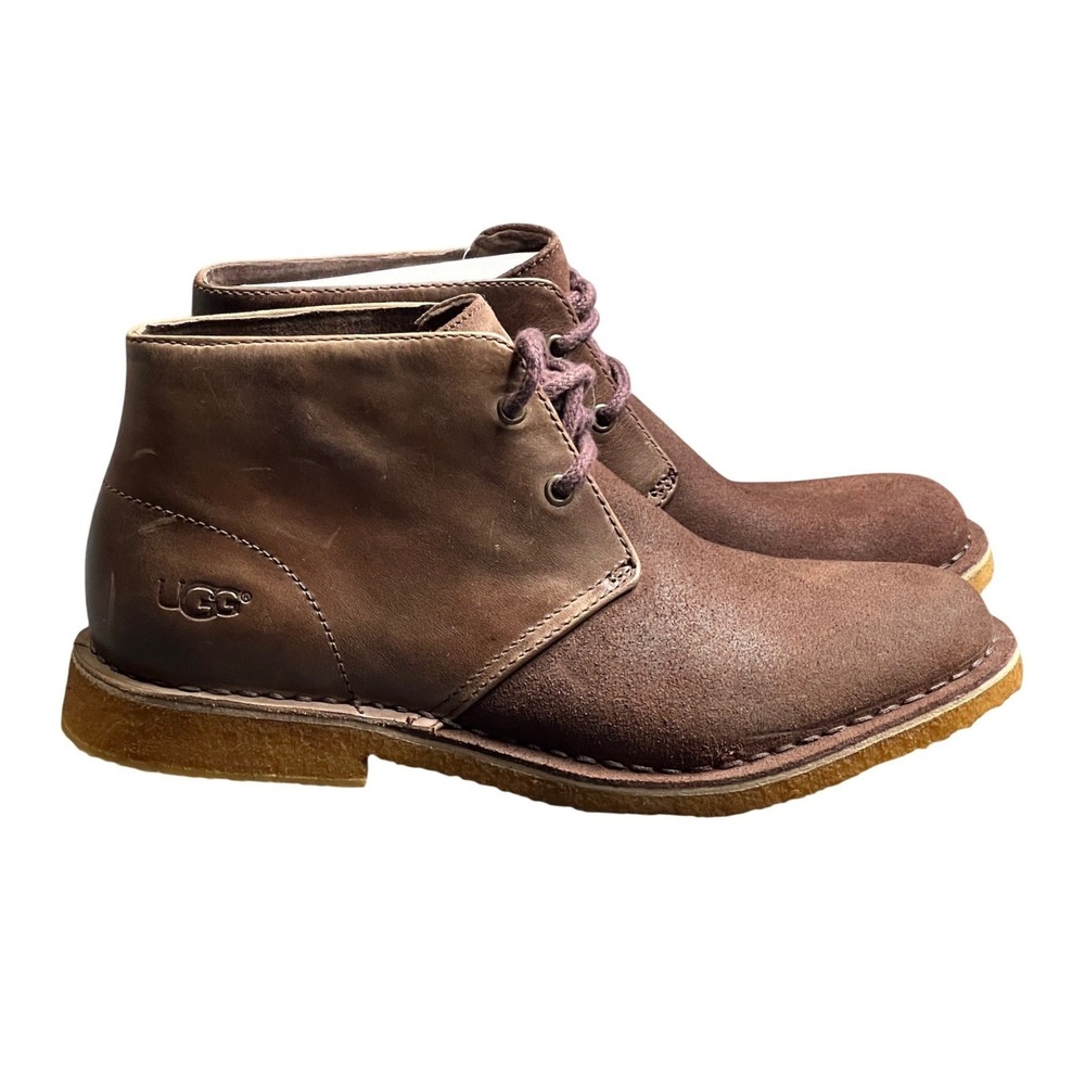 NIB UGG Leighton Men's 7 Stout Brown Leather‎ Suede Chukka Desert Boots 1014413